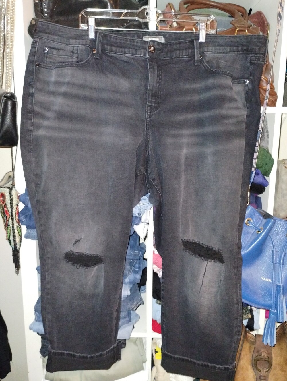 Torrid 26S Black Distressed Style Jeans - Picture 2 of 13